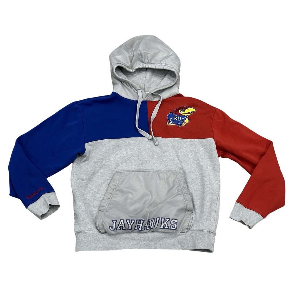 Mitchell & Ness Tie-breaker Kansas Jayhawks Hoodie Red Blue Size Medium